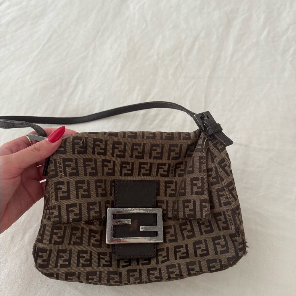 Fendi Black and Brown Monogram Shoulder Bag